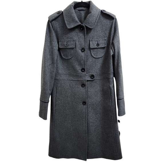 Women's Coat Kenneth Cole Wool Gray Coat Mid Knee Length Size 10 New $370 - Picture 2 of 12